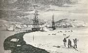william r clark, parrys fartyg tar sig fram genom isen under hans tredje forsok attfinna nordvastpassagen 1824